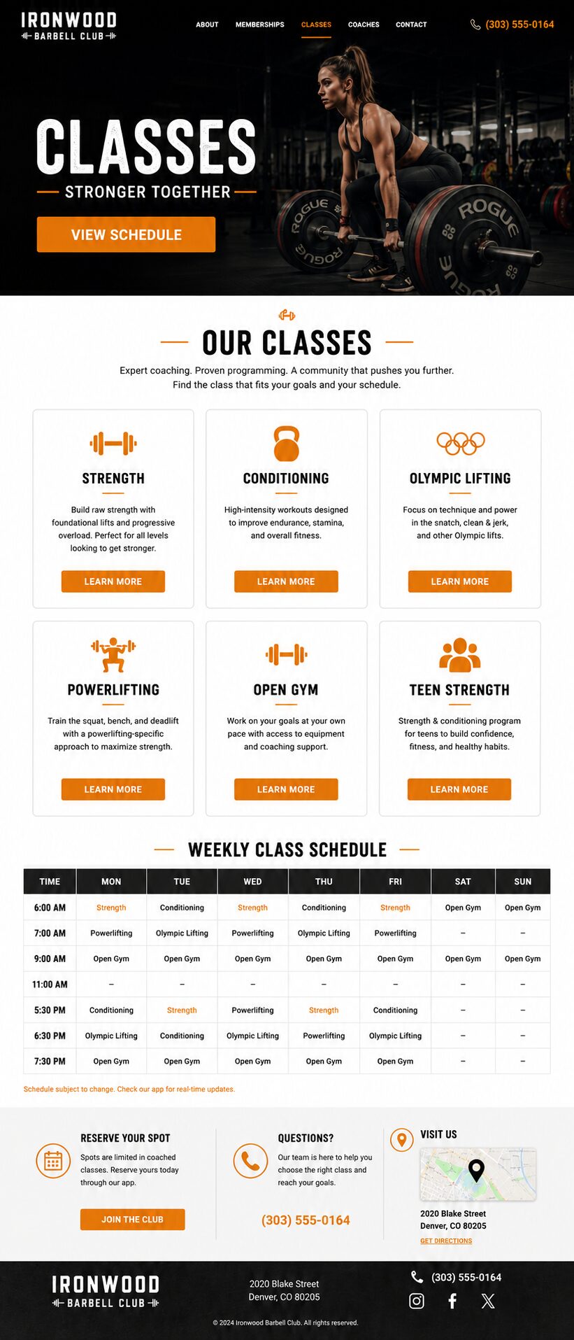 Classes design mockup